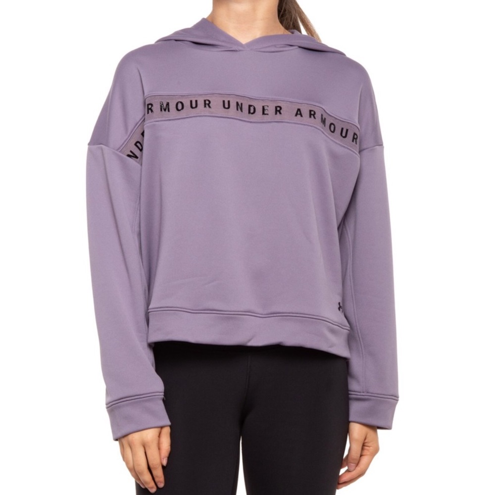 🛑CLEARANCE‼️ 🆕 Under Armour Tech Terry loose fit Hoodie purple rubber logo